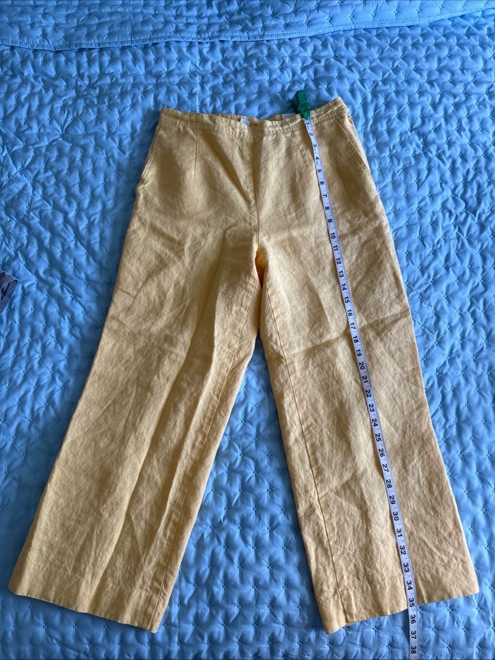 Yellow Linen Wide-Leg Pants vintage Talbots size 10 petit